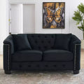 Chesterfield Sofa Loveseat Velvet Upholstered 2/3-Seater Sofa with 2 Cushions, Tufted Backrest & Nailhead Arms - ModernLuxe