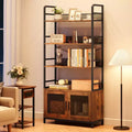 Bookshelf with Doors Industrial Bookcase Open Storage Shelf 70.87 Tall Bookshelves Rustic Display Rack Cabinet for Bedroom, Living Room.