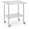 Stainless Steel Workbench, Commercial Kitchen Workbench with 4 Universal Wheels and Adjustable Base, Suitable for Restaurants, Garages and Outdoors