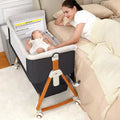 Kmaier Baby Bassinet 3 in 1 Foldable Portable Crib,6 Adjustable Height,with Wheels,Baby Bassinet Rocking