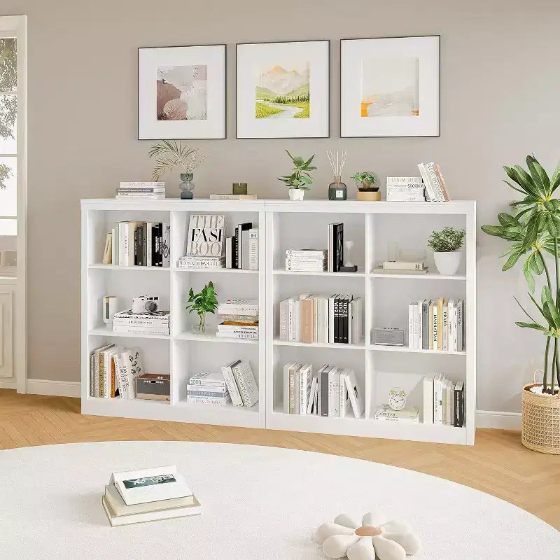 Acekool Bookcase 53 Tall 6-Cube Open Storage Shelf, Anti-Tip Secure, Modern Organizer for Living Room, Bedroom, Home Office