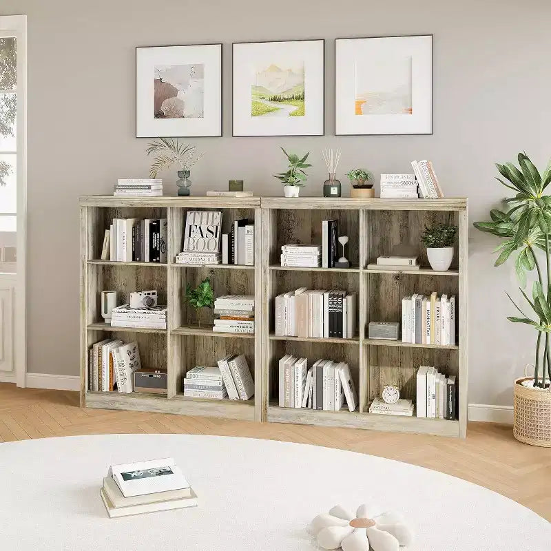 Acekool Bookcase 53 Tall 6-Cube Open Storage Shelf, Anti-Tip Secure, Modern Organizer for Living Room, Bedroom, Home Office