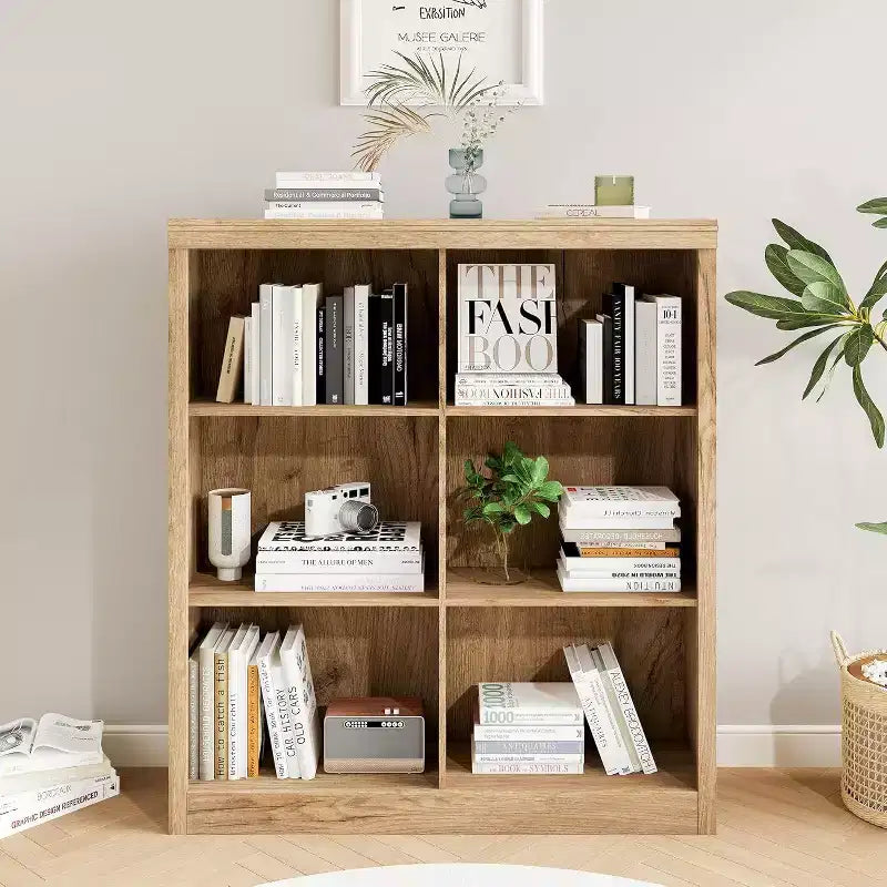 Acekool Bookcase 53 Tall 6-Cube Open Storage Shelf, Anti-Tip Secure, Modern Organizer for Living Room, Bedroom, Home Office