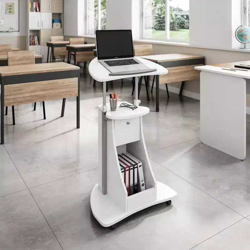 Sit-to-Stand Rolling Adjustable Storage Medical Laptop Computer Cart