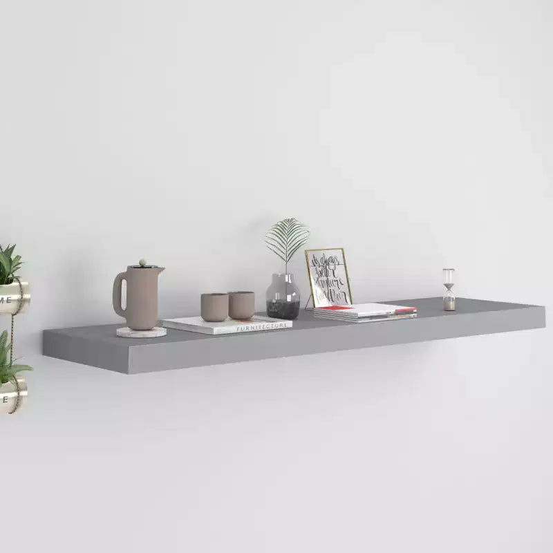 Wall Shelf Gray Honeycomb MDF and metal 35.4 in x 9.3 in x 1.5 in