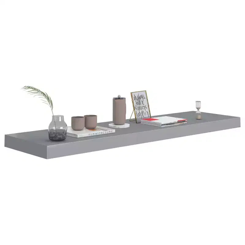Wall Shelf Gray Honeycomb MDF and metal 35.4 in x 9.3 in x 1.5 in
