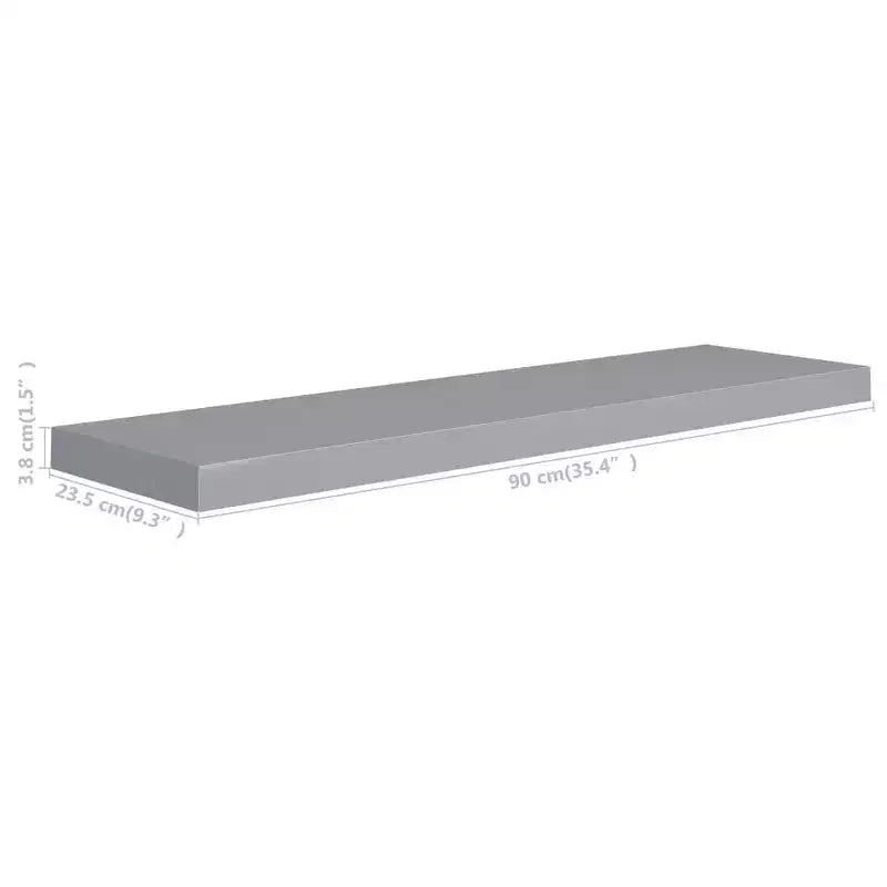 Wall Shelf Gray Honeycomb MDF and metal 35.4 in x 9.3 in x 1.5 in