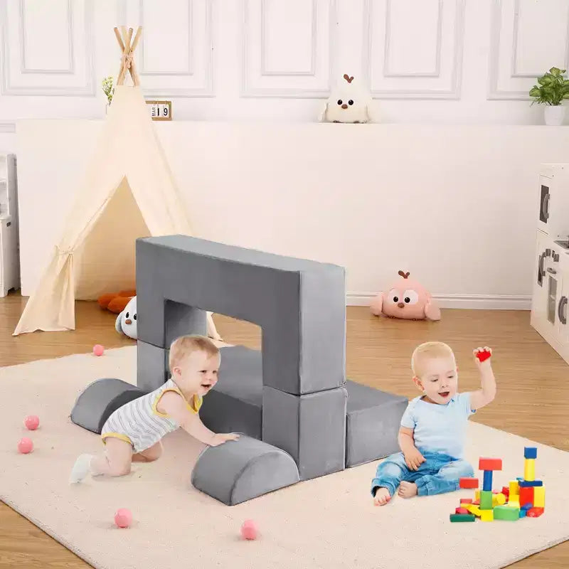 Kids Play Couch, Toddler Foam Sofa with Removable Cover, Convertible Kids Modular Couch for Playroom and Bedroom