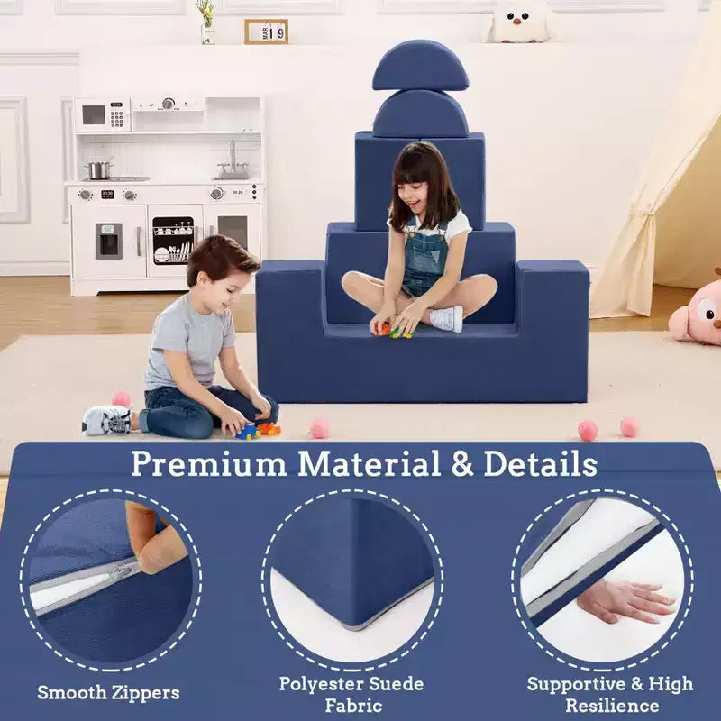 Kids Play Couch, Toddler Foam Sofa with Removable Cover, Convertible Kids Modular Couch for Playroom and Bedroom