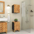 vidaXL Bathroom Wall Cabinet Brown and Black Solid mango wood and MDF
