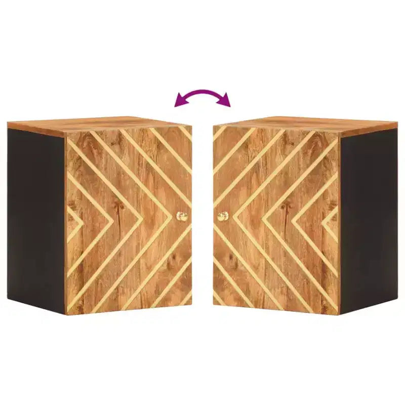 vidaXL Bathroom Wall Cabinet Brown and Black Solid mango wood and MDF