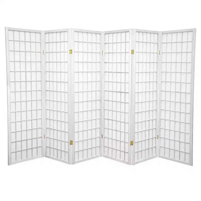 5 ft. Tall Window Pane Shoji Screen - White (6 Panels)