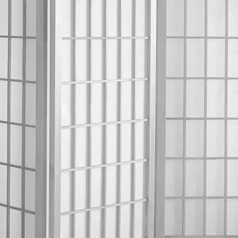 5 ft. Tall Window Pane Shoji Screen - White (6 Panels)