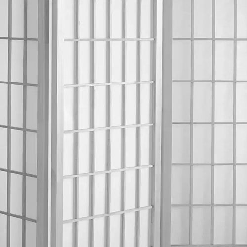 5 ft. Tall Window Pane Shoji Screen - White (6 Panels)
