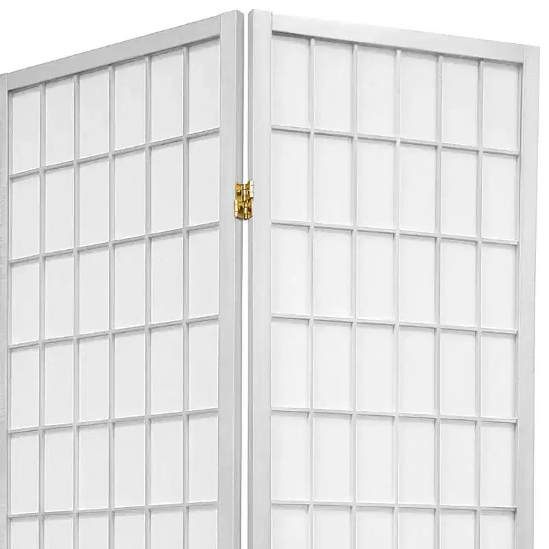 5 ft. Tall Window Pane Shoji Screen - White (6 Panels)