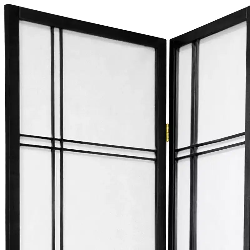 7 ft. Tall Double Cross Shoji Screen - Black (5 Panels)