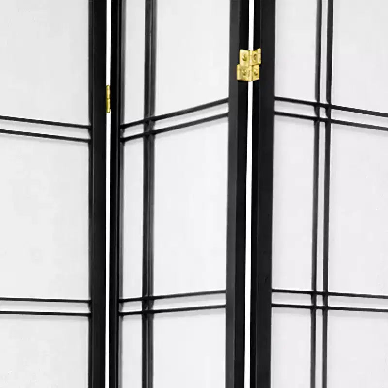 7 ft. Tall Double Cross Shoji Screen - Black (5 Panels)