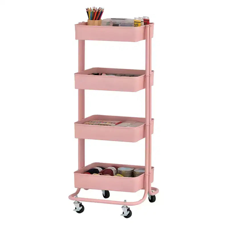 ECR4Kids 4-Tier Metal Rolling Utility Storage Cart, Multipurpose Organization