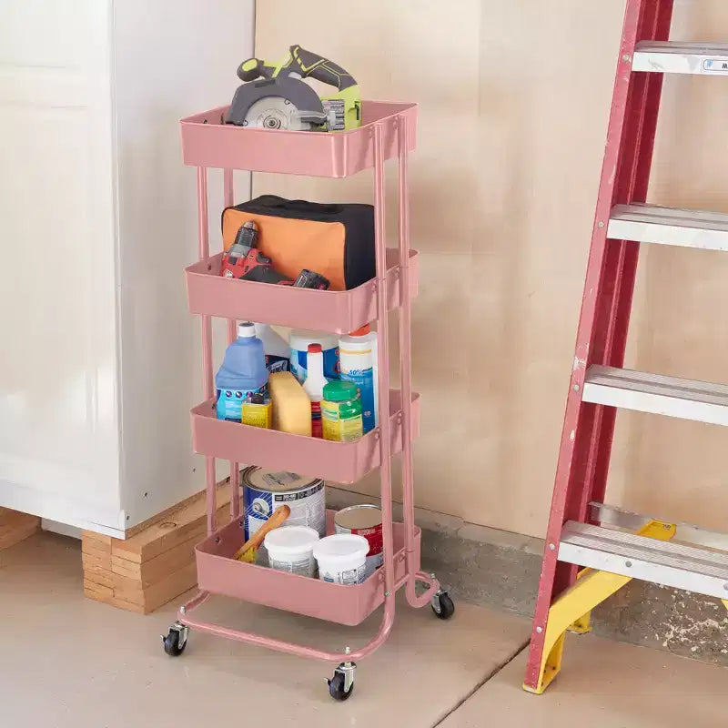 ECR4Kids 4-Tier Metal Rolling Utility Storage Cart, Multipurpose Organization