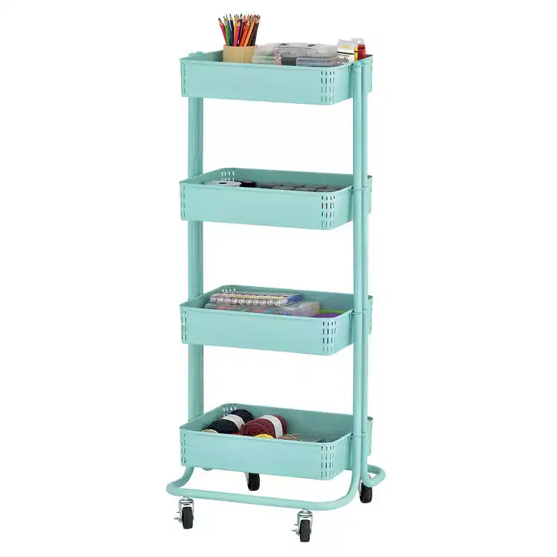 ECR4Kids 4-Tier Metal Rolling Utility Storage Cart, Multipurpose Organization