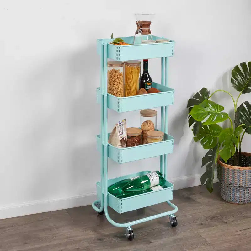 ECR4Kids 4-Tier Metal Rolling Utility Storage Cart, Multipurpose Organization