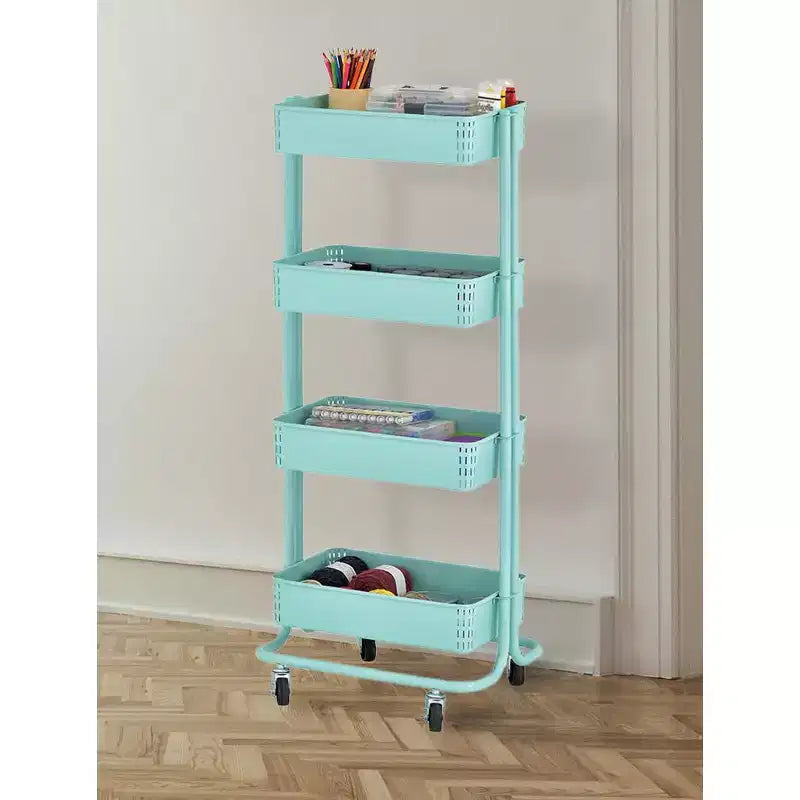 ECR4Kids 4-Tier Metal Rolling Utility Storage Cart, Multipurpose Organization
