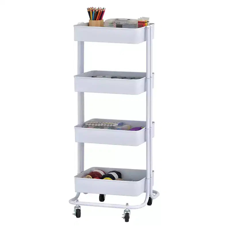ECR4Kids 4-Tier Metal Rolling Utility Storage Cart, Multipurpose Organization