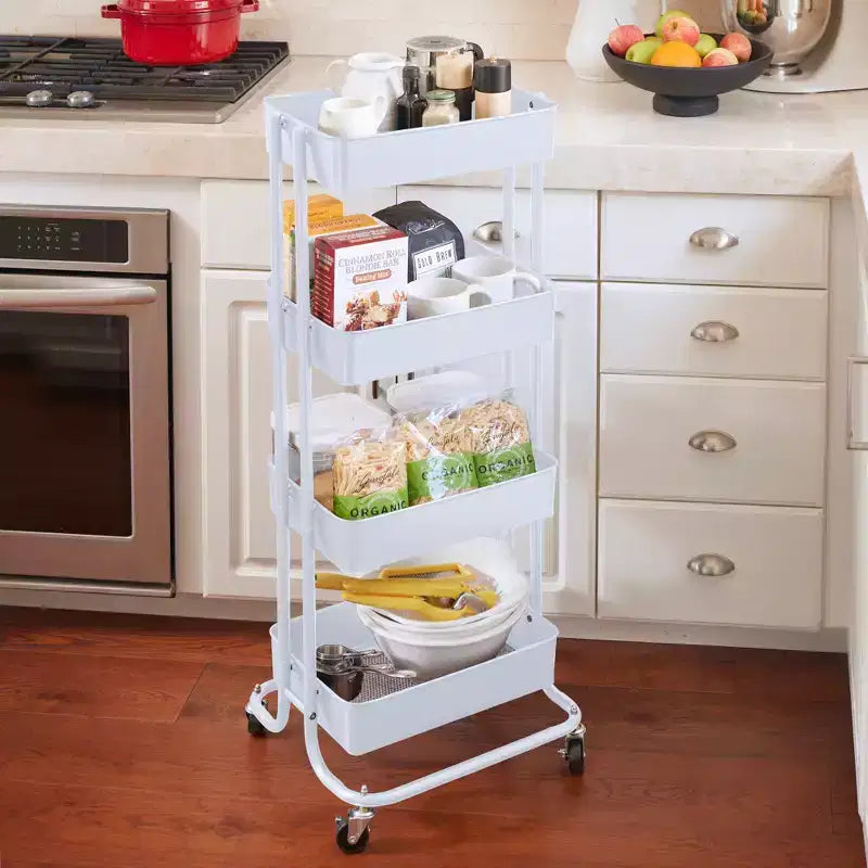 ECR4Kids 4-Tier Metal Rolling Utility Storage Cart, Multipurpose Organization