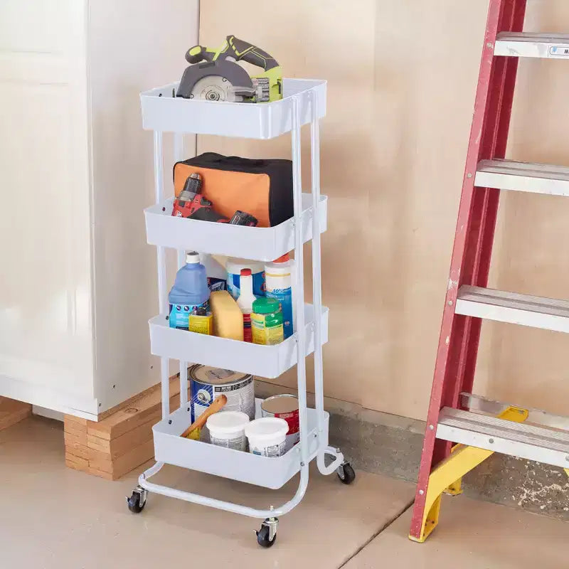 ECR4Kids 4-Tier Metal Rolling Utility Storage Cart, Multipurpose Organization
