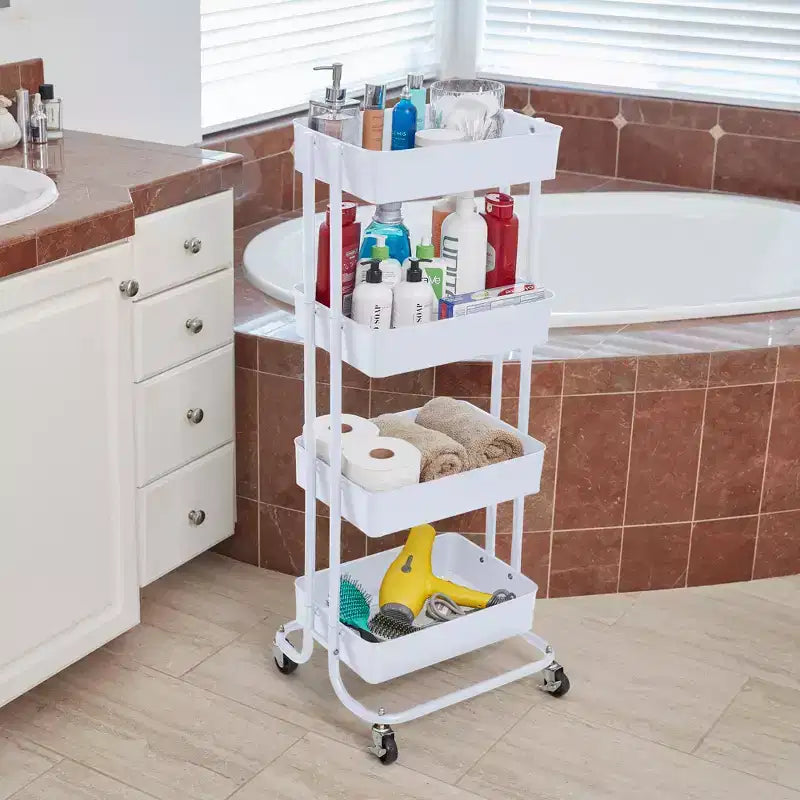 ECR4Kids 4-Tier Metal Rolling Utility Storage Cart, Multipurpose Organization