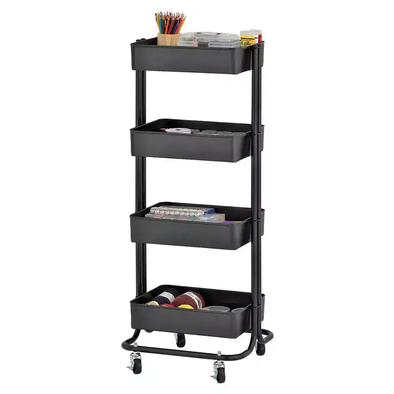 ECR4Kids 4-Tier Metal Rolling Utility Storage Cart, Multipurpose Organization