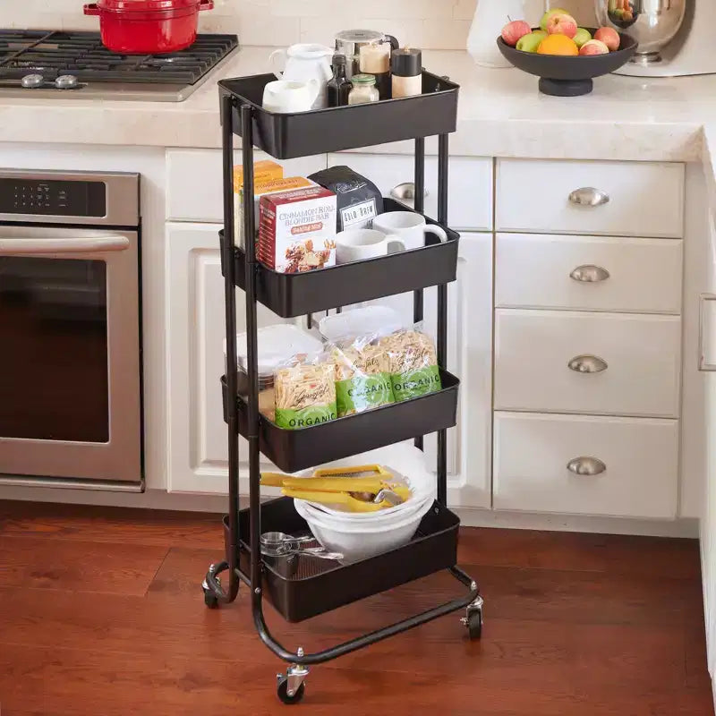 ECR4Kids 4-Tier Metal Rolling Utility Storage Cart, Multipurpose Organization