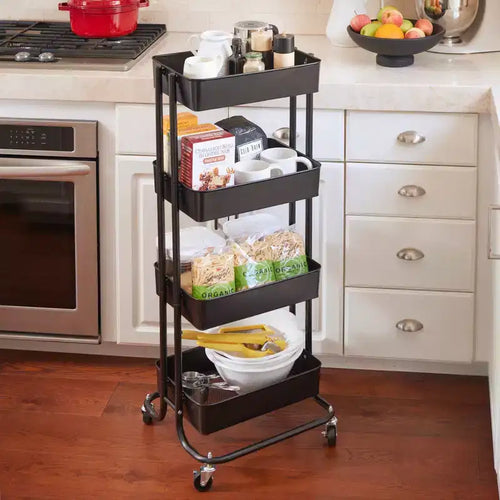 ECR4Kids 4-Tier Metal Rolling Utility Storage Cart, Multipurpose Organization