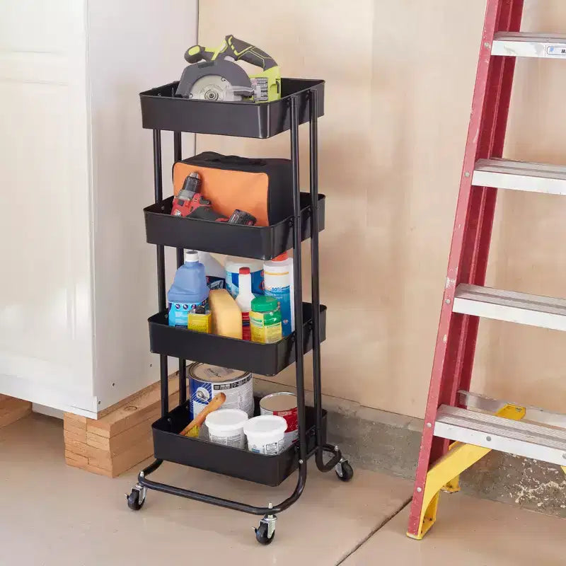 ECR4Kids 4-Tier Metal Rolling Utility Storage Cart, Multipurpose Organization