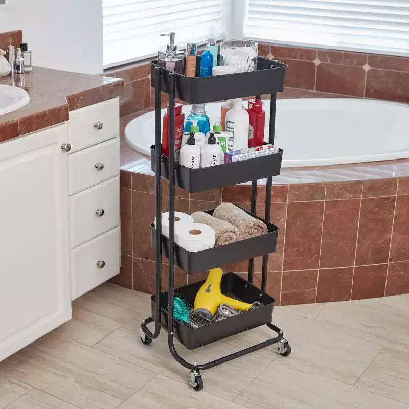 ECR4Kids 4-Tier Metal Rolling Utility Storage Cart, Multipurpose Organization