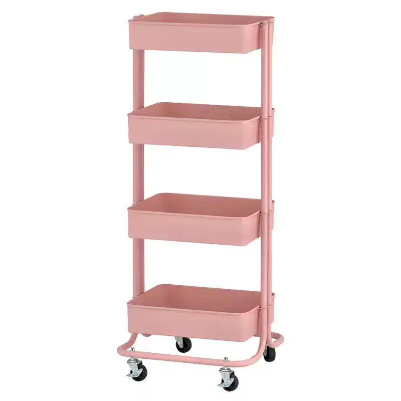 ECR4Kids 4-Tier Metal Rolling Utility Storage Cart, Multipurpose Organization